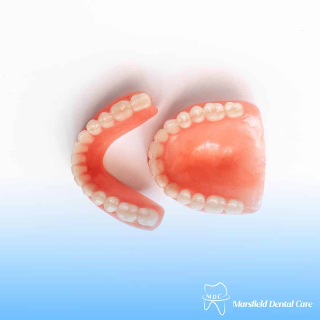 This image showcases a complete set of dentures.