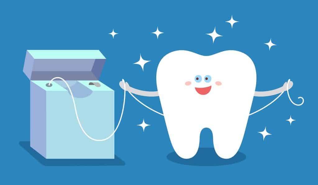 Flossing and cleaning teeth concept illustration